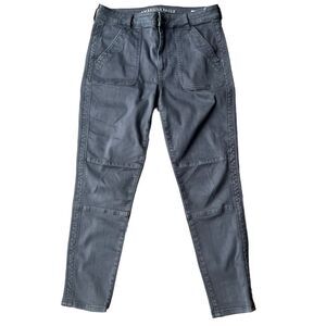 AE🦅 stretch women’s Next level stretch Jegging Crop Charcoal Grey Sz 12 EUC